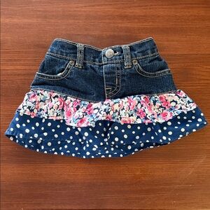 The Children’s Place Denim Floral Ruffle Skirt | 12–18M